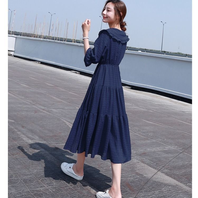 French Vintage Floral Midi Dress - Женское шифоновое платье средней длины, Элегантное