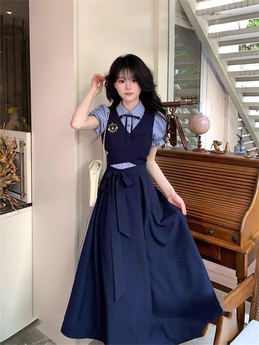 Korean Style A Line Shirt Dress - Летнее повседневное платье в стиле JK