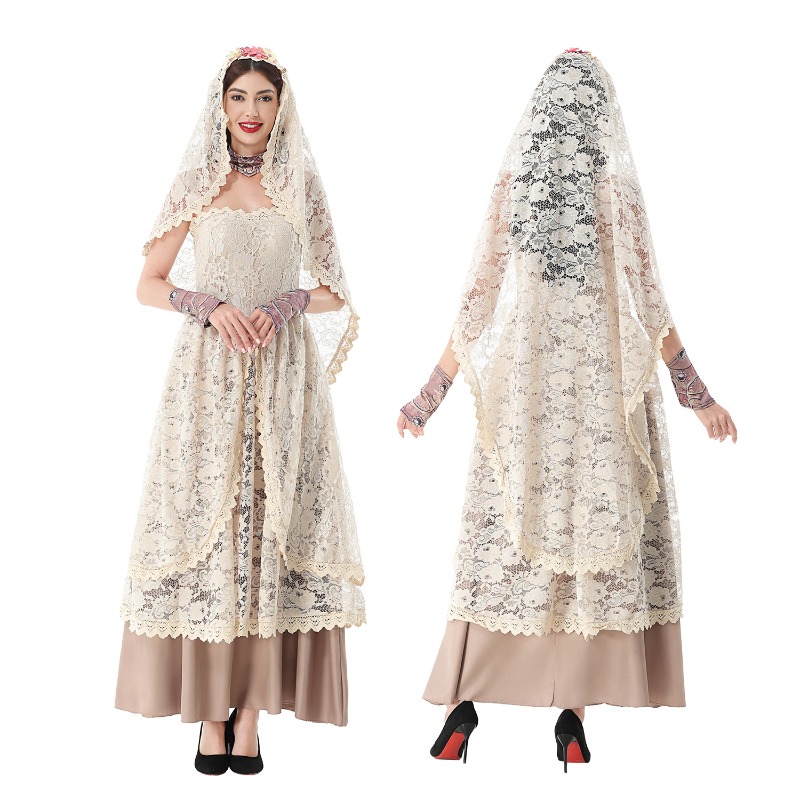 Dresses - Женское винтажное кружевное платье макси с