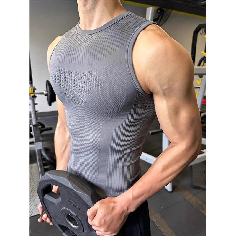 Seamless Ribbed Workout Tank Top - Мужская бесшовная майка с ребристой текстурой