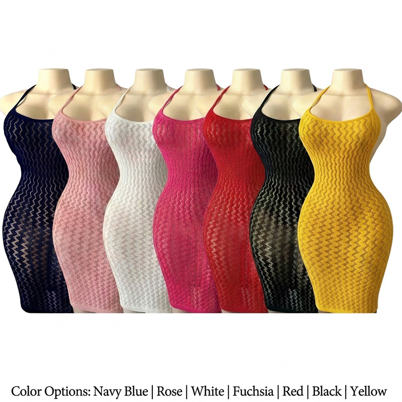 Sexy Mesh Sheer Bodycon Dress - Женское пляжное платье-накидка из сетки с