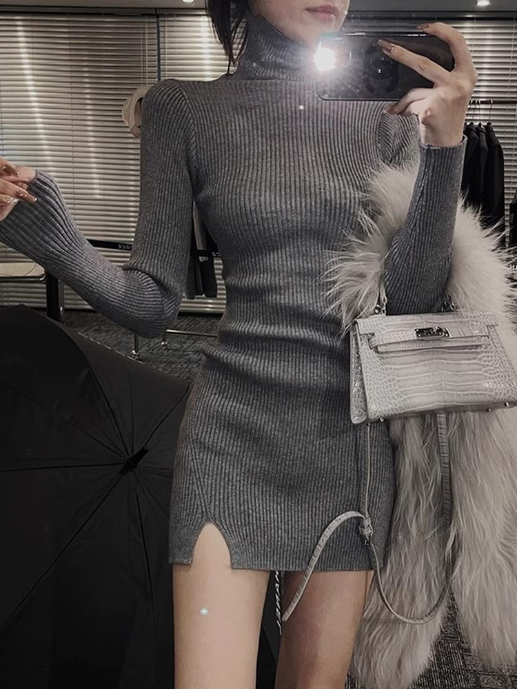 Женское облегающее мини-платье – обзор и цена Bodycon Long Sleeve Ribbed Dress