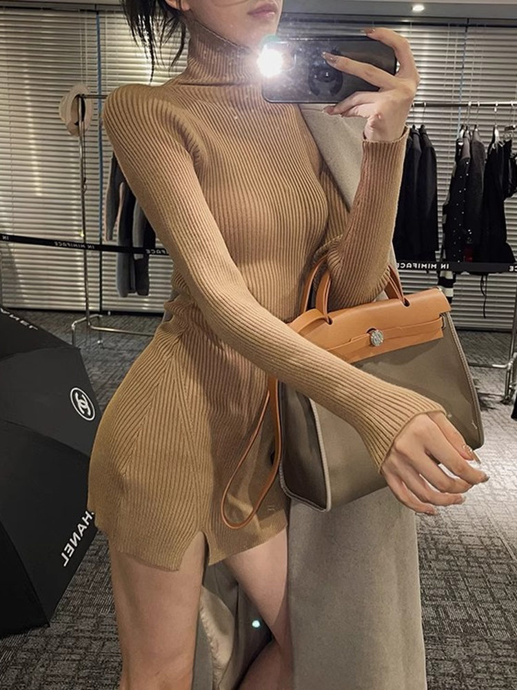 Женское облегающее мини-платье – обзор и цена Bodycon Long Sleeve Ribbed Dress