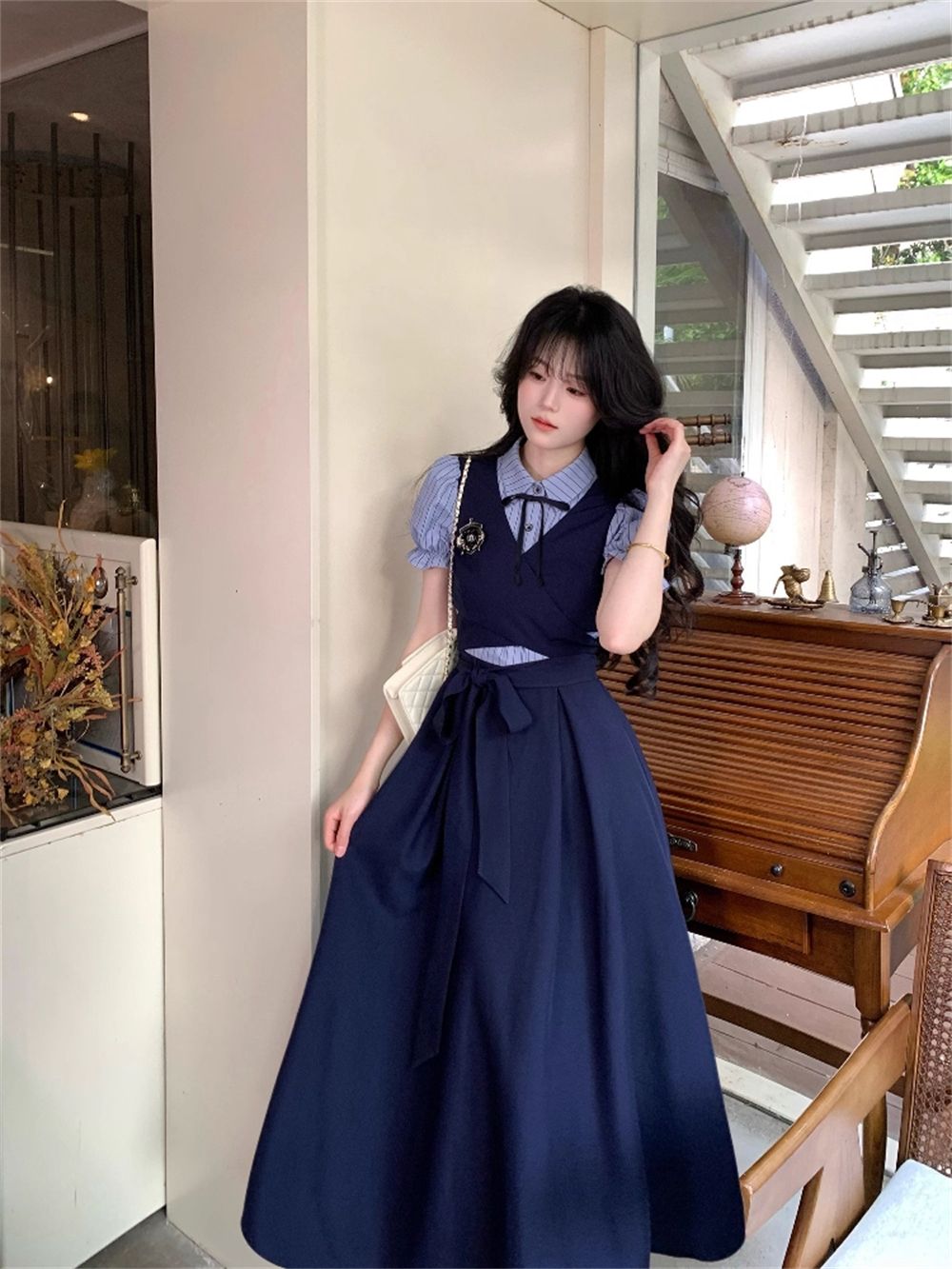 Летнее повседневное платье в с – обзор и цена Korean Style A Line Shirt Dress