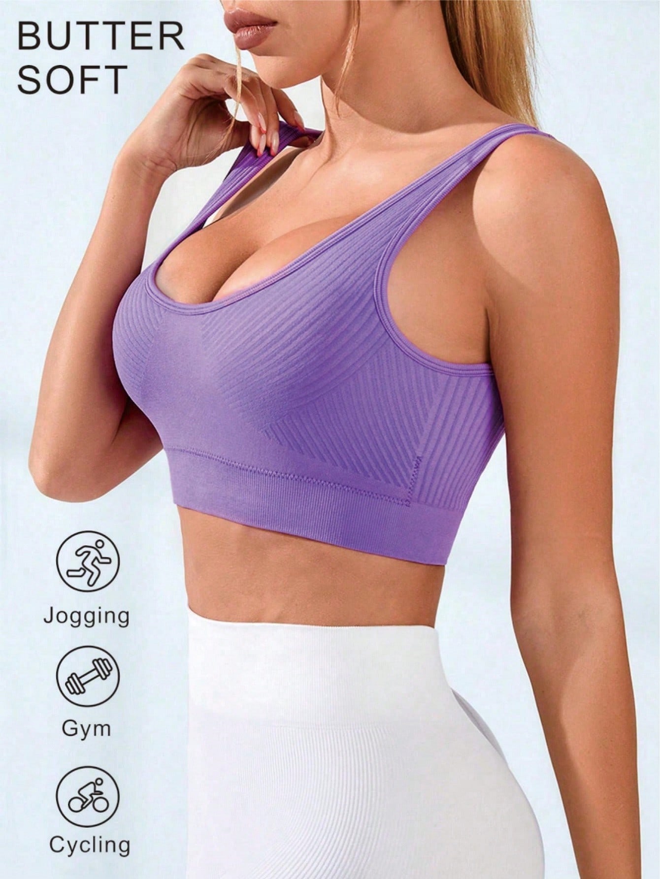 Женский спортивный бюстгальтер – обзор и цена Seamless Ribbed Workout Tank Top