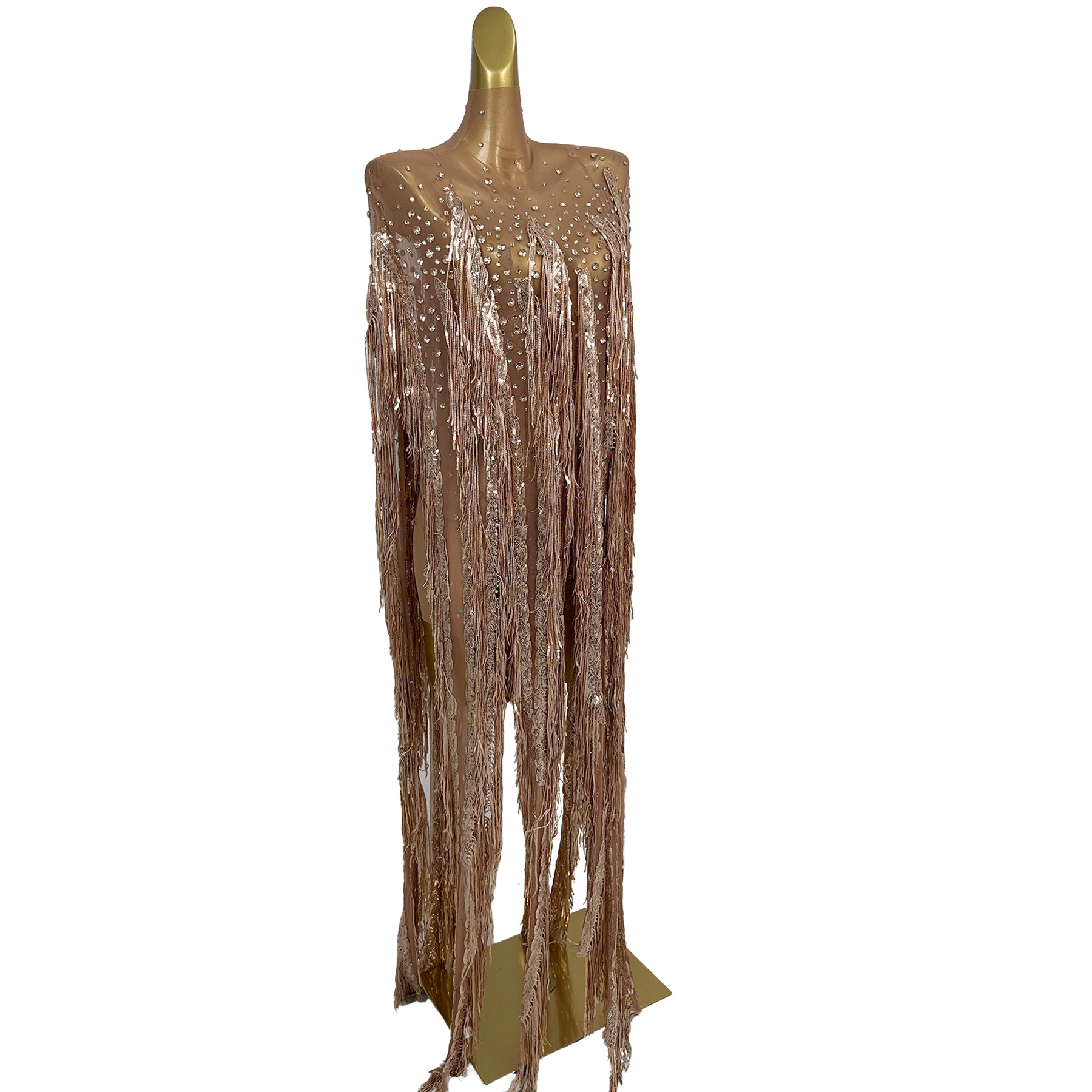 Платье с длинной бахромой, укр – обзор и цена Sparkly Rhinestone Club Party Dress