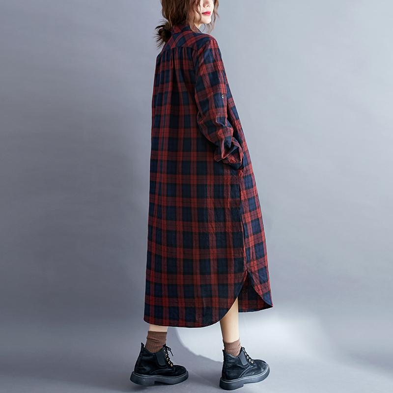 Повседневное клетчатое платье- – обзор и цена Korean Style A Line Shirt Dress